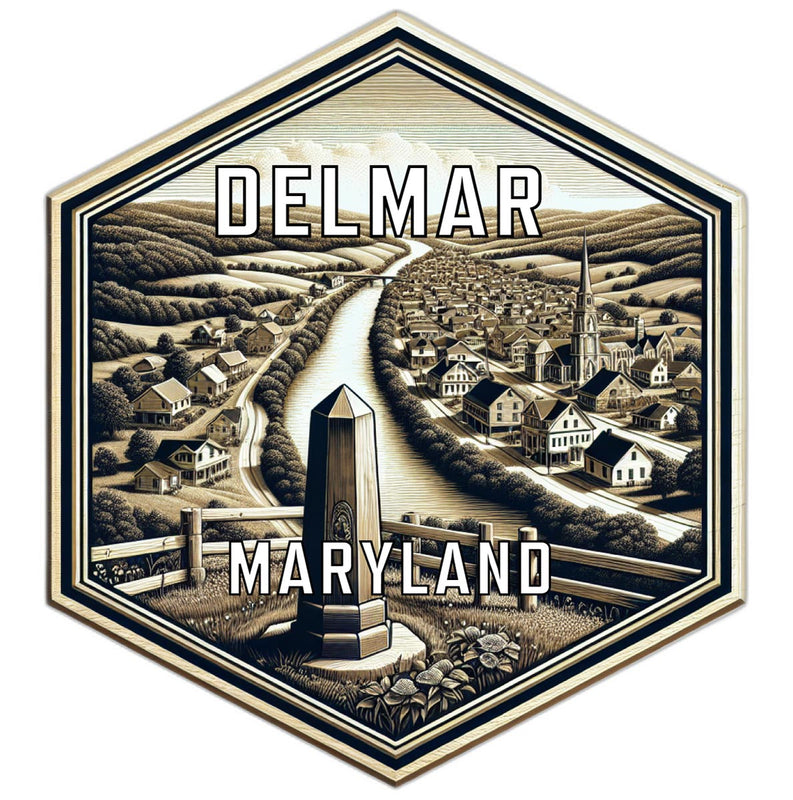 Delmar Maryland Souvenir Travel Destination Die Cut Hexagon Fridge Magnet 6-Inch