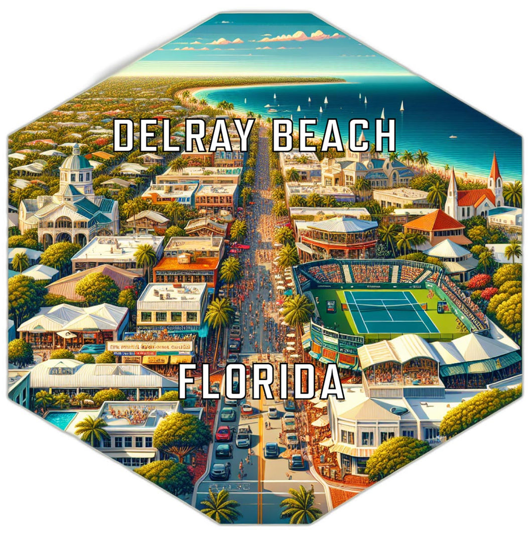Delray Beach Florida Souvenir Travel Destination Die Cut Hexagon Fridge Magnet 2-Inch