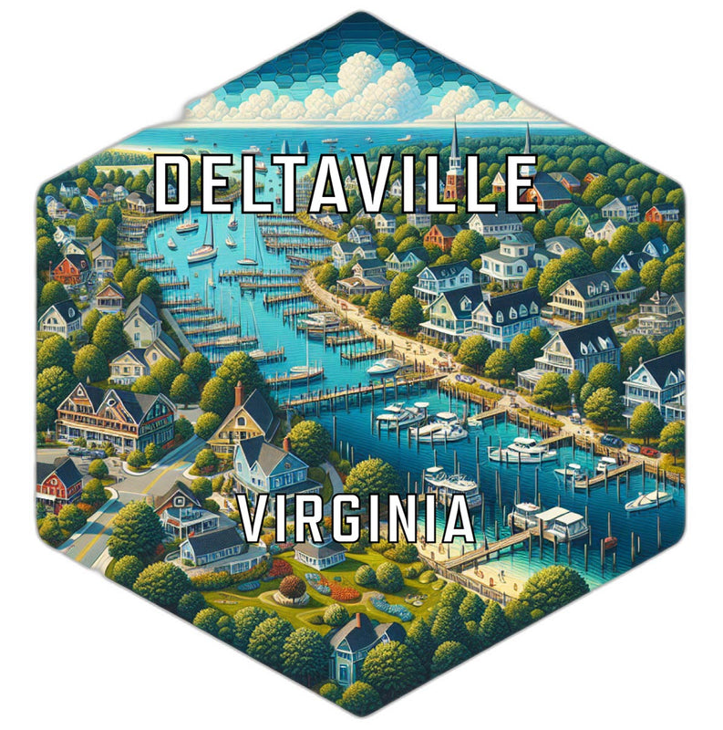 Deltaville Virginia Souvenir Travel Destination Die Cut Hexagon Fridge Magnet 2-Inch