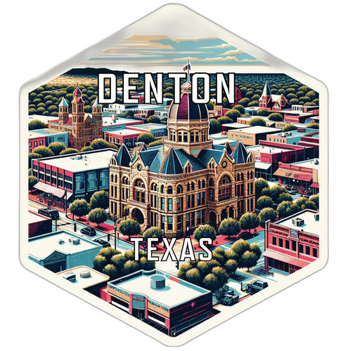 Denton Texas Souvenir Travel Destination Die Cut Hexagon Fridge Magnet 2-Inch