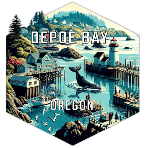 Depoe Bay Oregon Souvenir Travel Destination Die Cut Hexagon Fridge Magnet 2-Inch
