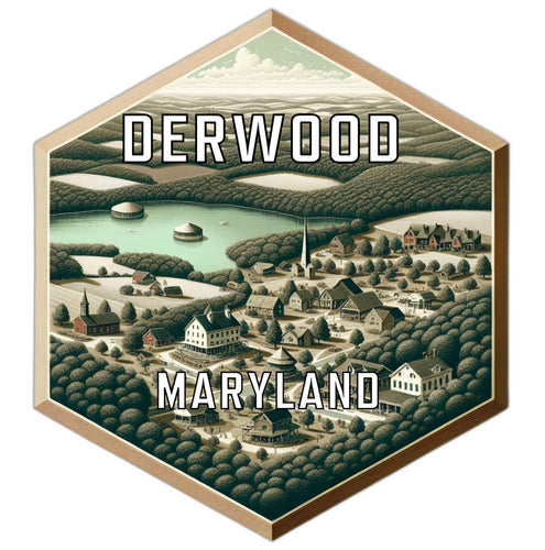 Derwood Maryland Souvenir Travel Destination Die Cut Hexagon Fridge Magnet 2-Inch