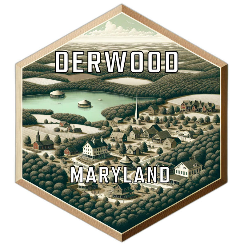 Derwood Maryland Souvenir Travel Destination Die Cut Hexagon Fridge Magnet 2-Inch