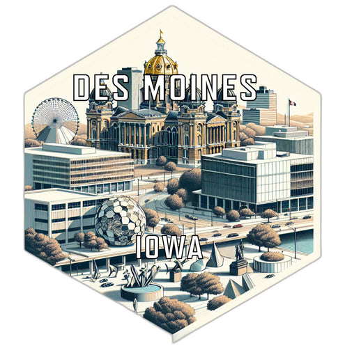 Des Moines Iowa Travel Destination Souvenir Vinyl Decal Sticker 6-Inch