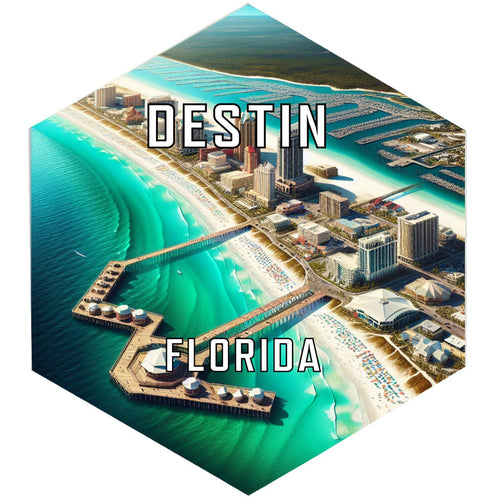 Destin Florida Souvenir Travel Destination Die Cut Hexagon Fridge Magnet 2-Inch