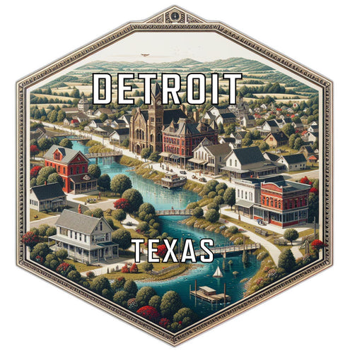 Detroit Texas Souvenir Travel Destination Die Cut Hexagon Fridge Magnet 2-Inch