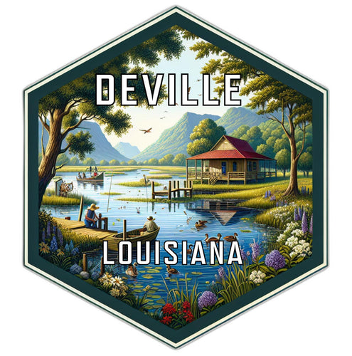 Deville Louisiana Souvenir Travel Destination Die Cut Hexagon Fridge Magnet 4-Inch