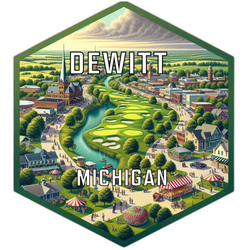 Dewitt Michigan Souvenir Travel Destination Die Cut Hexagon Fridge Magnet 2-Inch