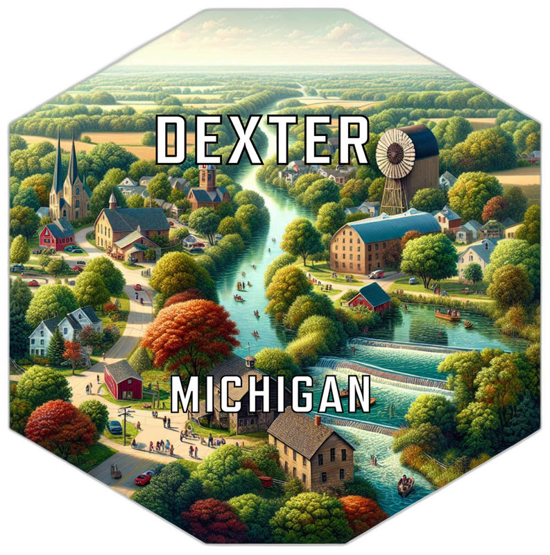 Dexter Michigan Souvenir Travel Destination Die Cut Hexagon Fridge Magnet 2-Inch