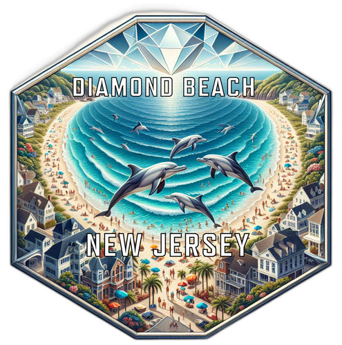 Diamond Beach New Jersey Souvenir Travel Destination Die Cut Hexagon Fridge Magnet 2-Inch
