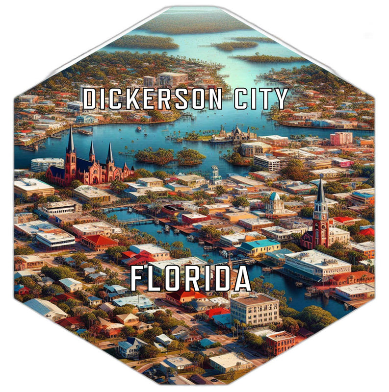Dickerson City Florida Souvenir Travel Destination Die Cut Hexagon Fridge Magnet 2-Inch