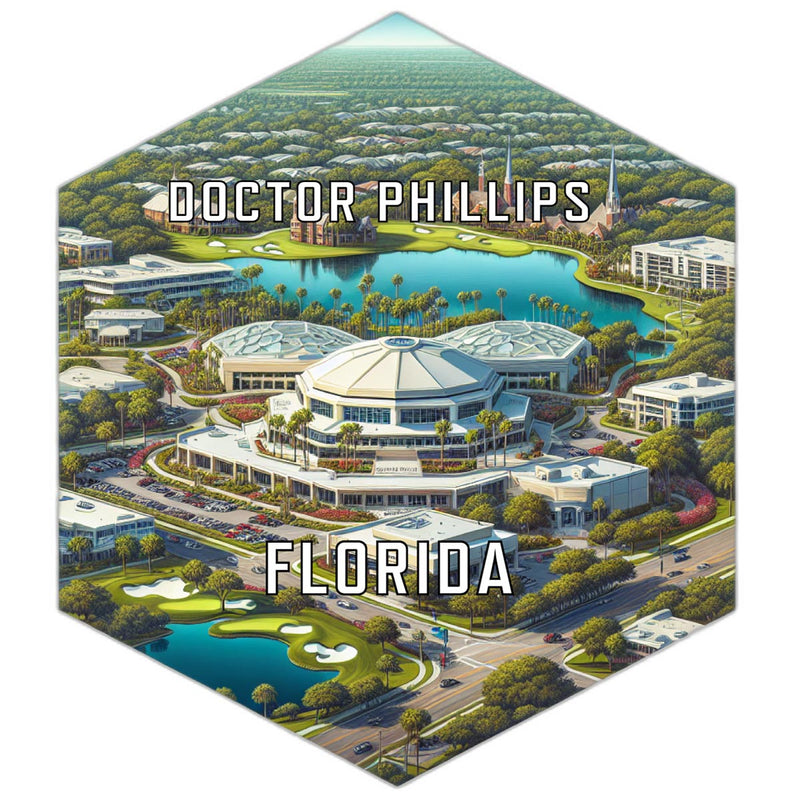 Doctor Phillips Florida Souvenir Travel Destination Die Cut Hexagon Fridge Magnet 2-Inch