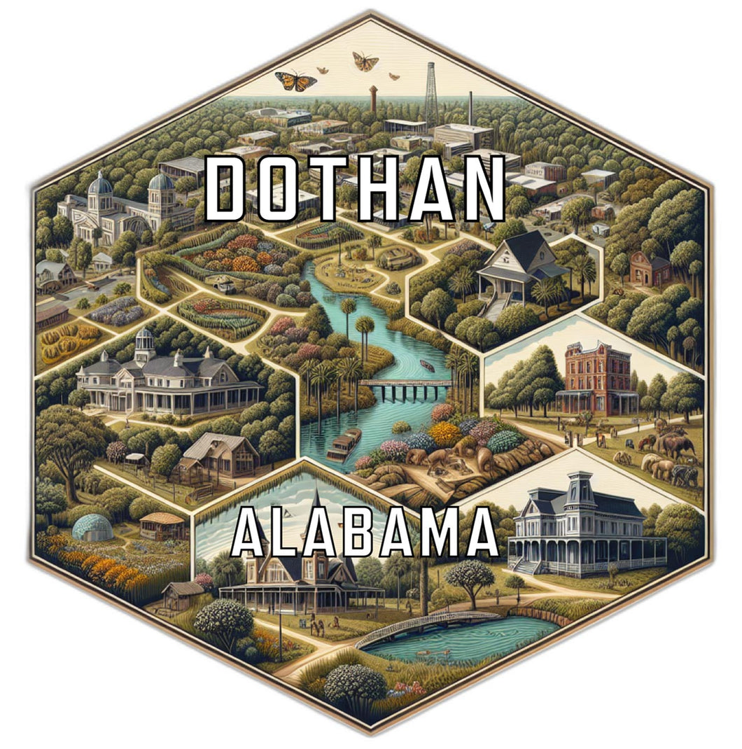 Dothan Alabama Souvenir Travel Destination Die Cut Hexagon Fridge Magnet 2-Inch