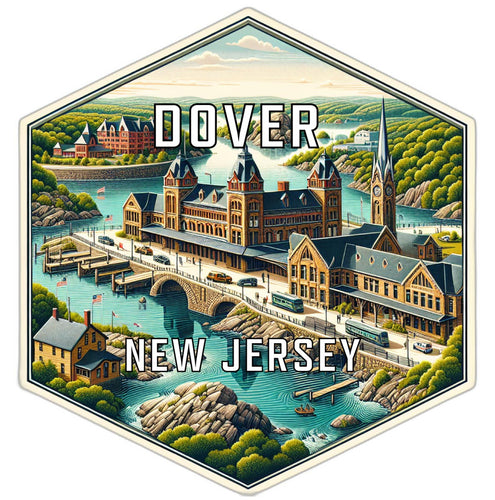Dover New Jersey Souvenir Travel Destination Die Cut Hexagon Fridge Magnet 2-Inch