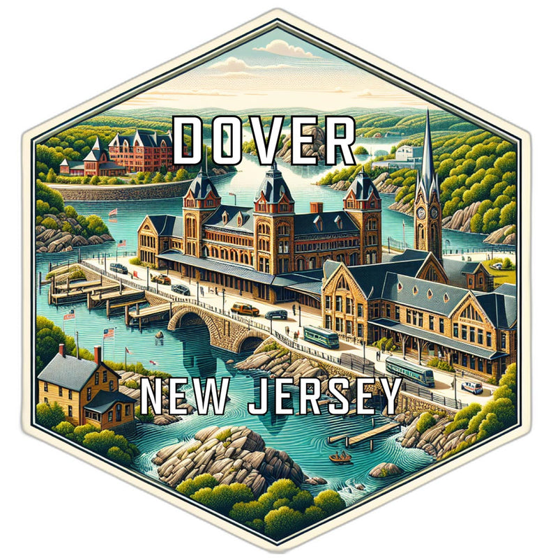 Dover New Jersey Souvenir Travel Destination Die Cut Hexagon Fridge Magnet 2-Inch