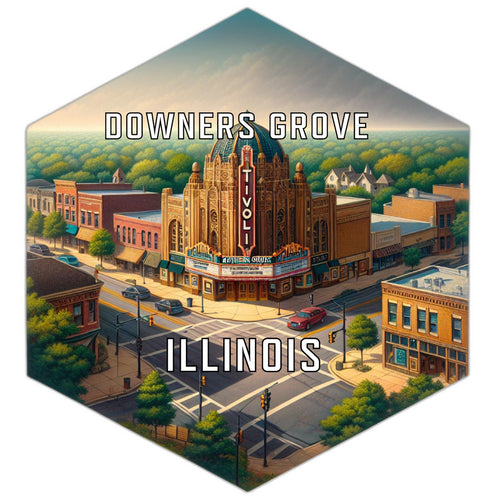 Downers Grove Illinois Souvenir Travel Destination Die Cut Hexagon Fridge Magnet 2-Inch