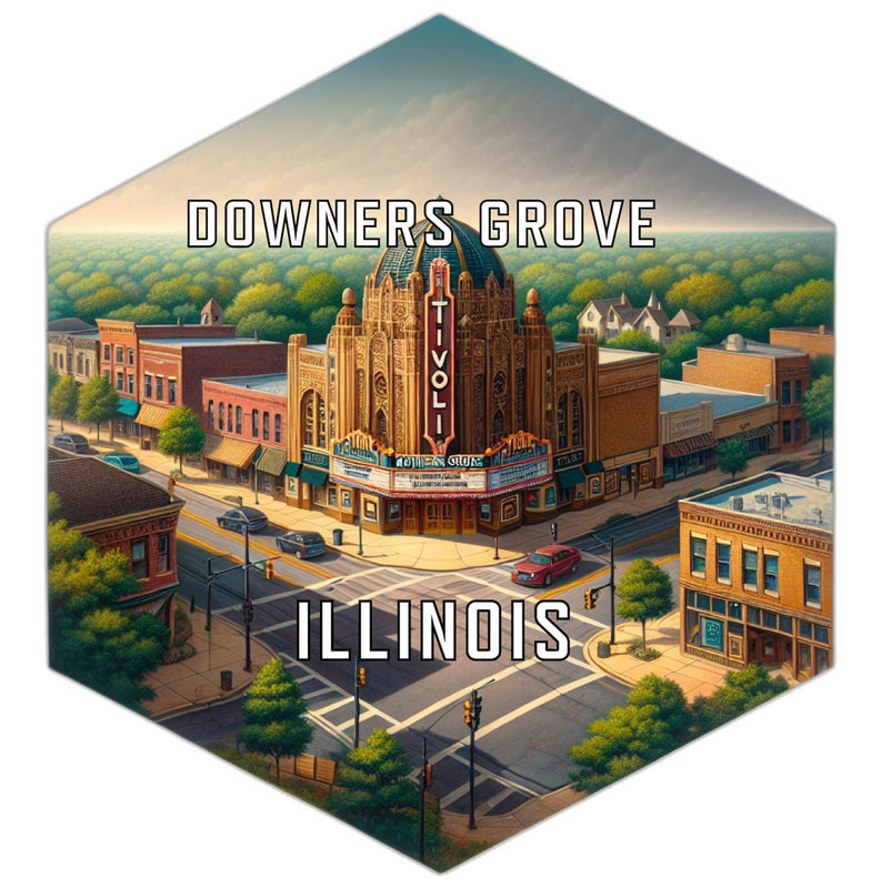 Downers Grove Illinois Souvenir Travel Destination Die Cut Hexagon Fridge Magnet 2-Inch