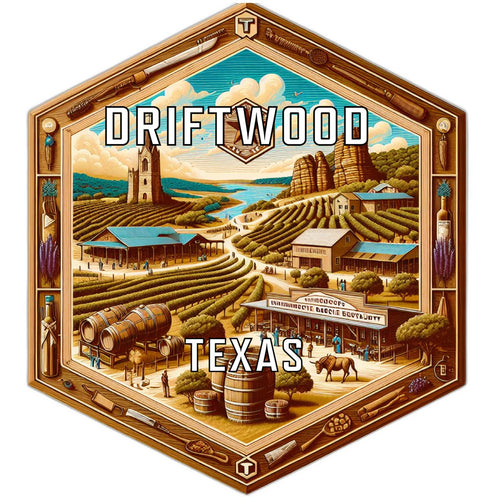 Driftwood Texas Souvenir Travel Destination Die Cut Hexagon Fridge Magnet 6-Inch