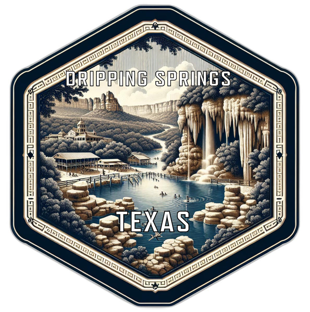 Dripping Springs Texas Souvenir Travel Destination Die Cut Hexagon Fridge Magnet 2-Inch