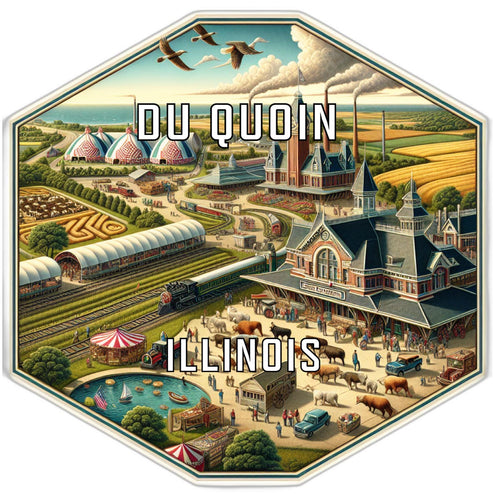 Du Quoin Illinois Souvenir Travel Destination Die Cut Hexagon Fridge Magnet 2-Inch