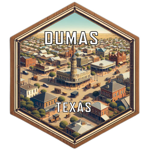 Dumas Texas Souvenir Travel Destination Die Cut Hexagon Fridge Magnet 2-Inch