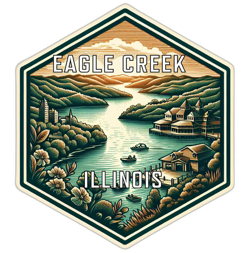 Eagle Creek Illinois Souvenir Travel Destination Die Cut Hexagon Fridge Magnet 2-Inch
