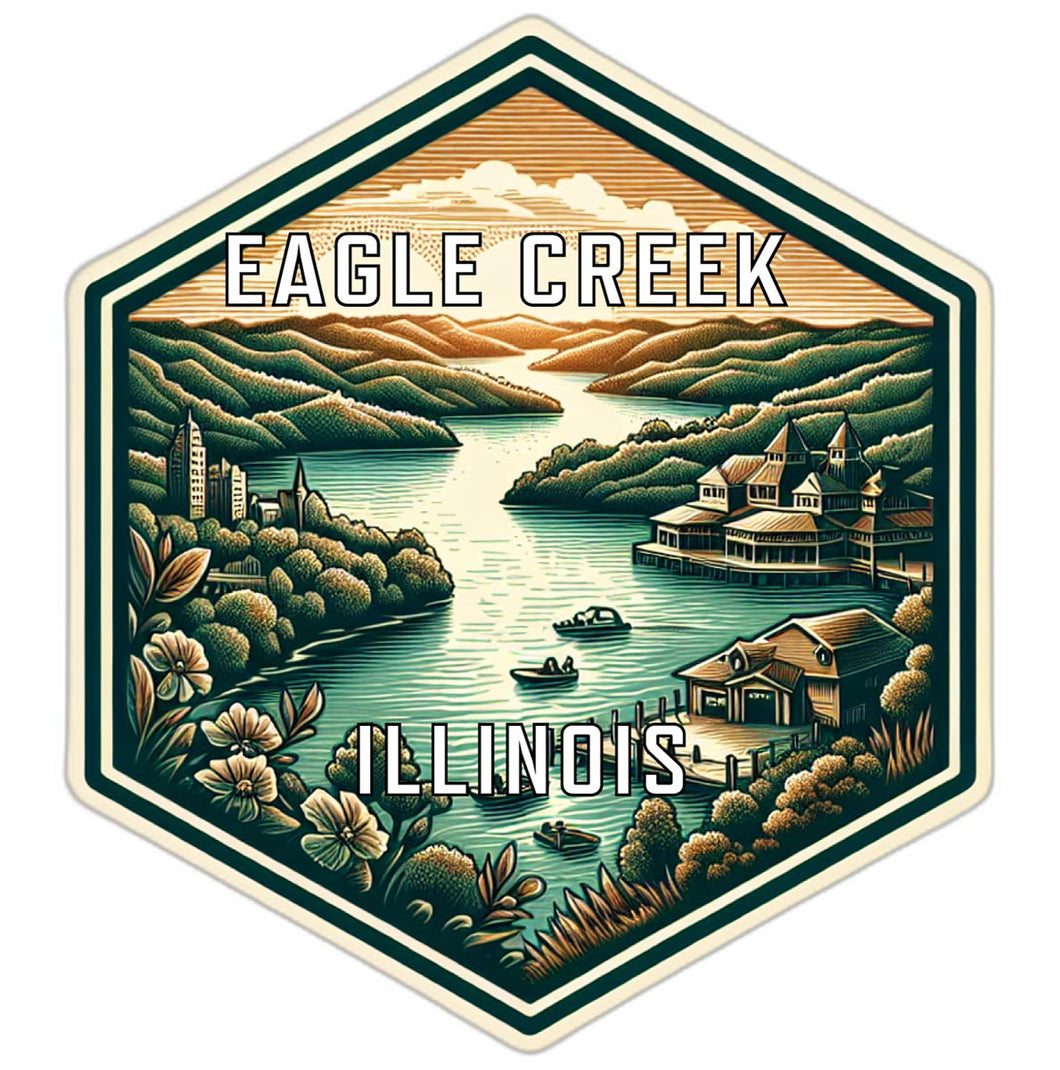 Eagle Creek Illinois Souvenir Travel Destination Die Cut Hexagon Fridge Magnet 2-Inch