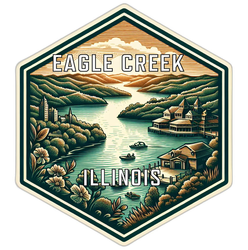 Eagle Creek Illinois Souvenir Travel Destination Die Cut Hexagon Fridge Magnet 2-Inch