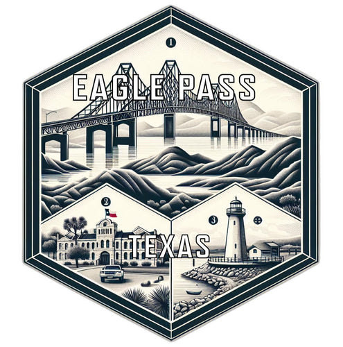 Eagle Pass Texas Souvenir Travel Destination Die Cut Hexagon Fridge Magnet 6-Inch