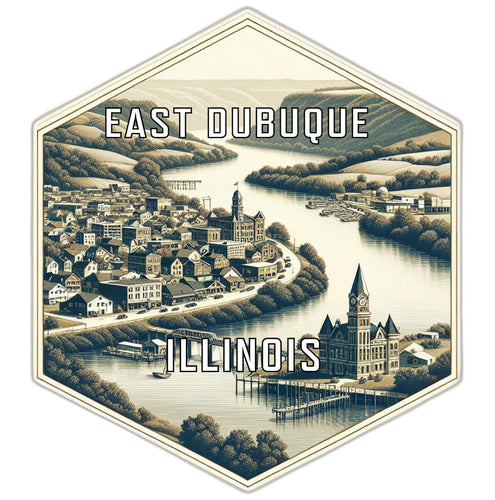 East Dubuque Illinois Souvenir Travel Destination Die Cut Hexagon Fridge Magnet 2-Inch