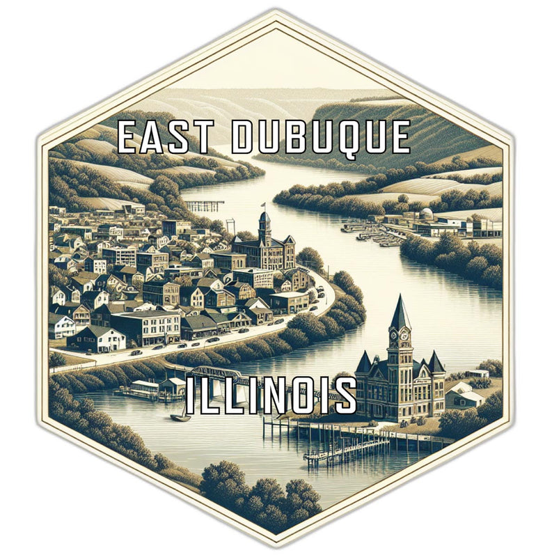 East Dubuque Illinois Souvenir Travel Destination Die Cut Hexagon Fridge Magnet 2-Inch
