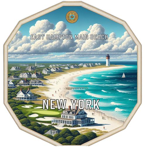 East Hampton Main Beach New York Souvenir Travel Destination Die Cut Hexagon Fridge Magnet 2-Inch