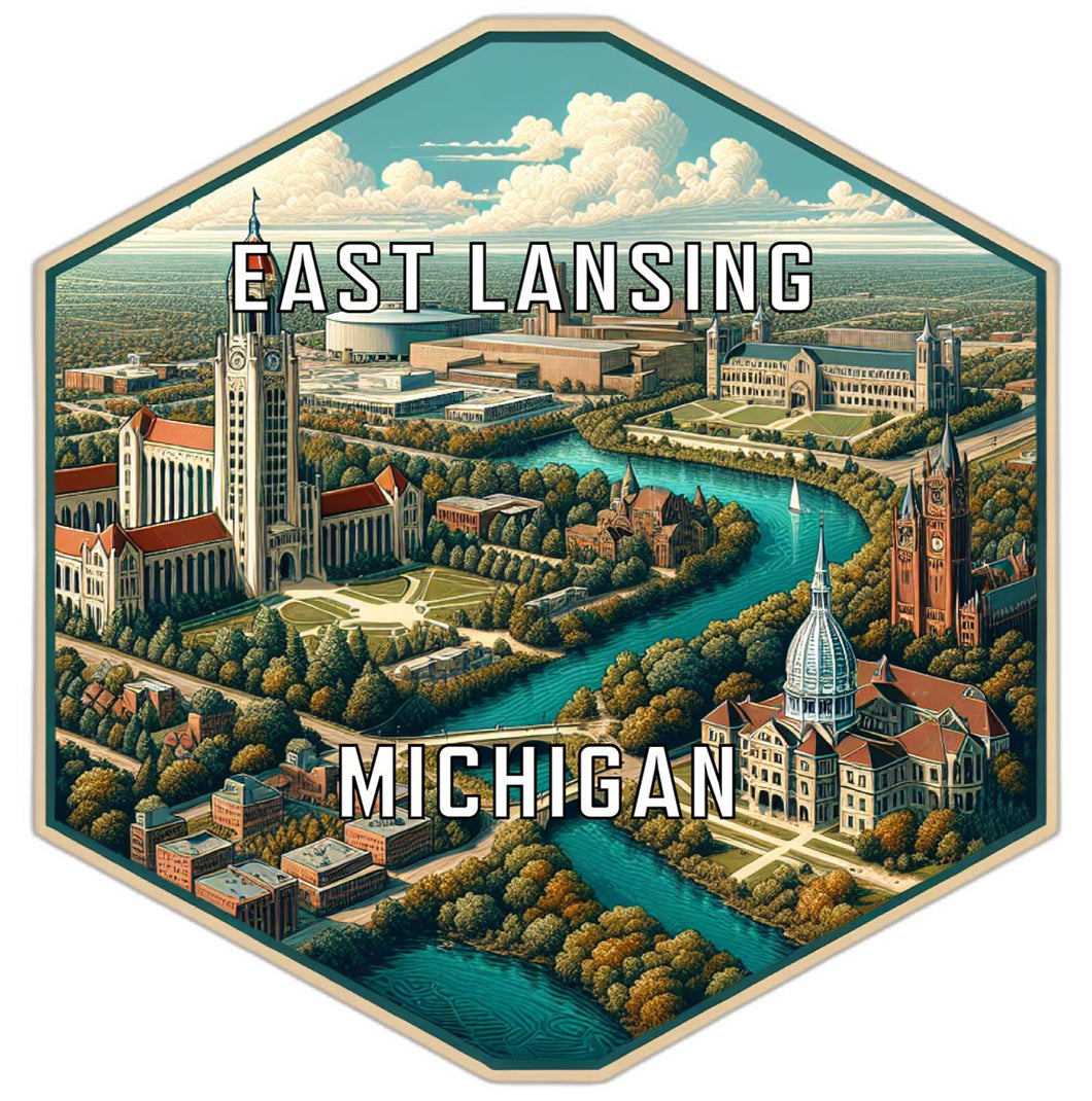 East Lansing Michigan Travel Destination Souvenir Vinyl Decal Sticker 6-Inch