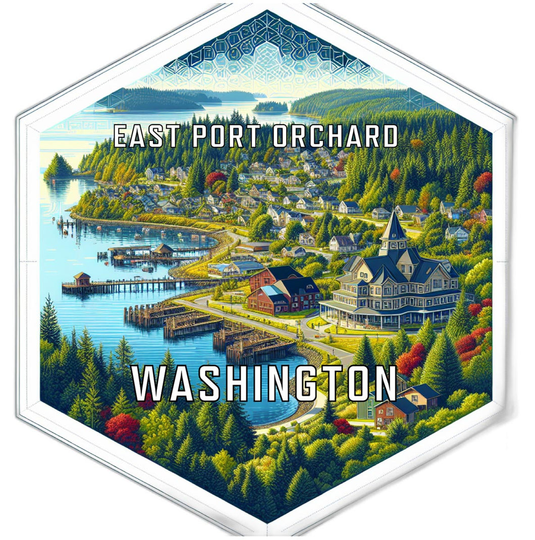 East Port Orchard Washington Souvenir Travel Destination Die Cut Hexagon Fridge Magnet 2-Inch