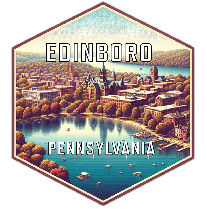 Edinboro Pennsylvania Souvenir Travel Destination Die Cut Hexagon Fridge Magnet 2-Inch