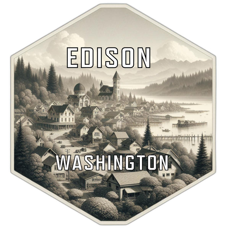 Edison Washington Souvenir Travel Destination Die Cut Hexagon Fridge Magnet 6-Inch