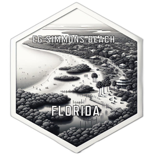 Eg Simmons Beach Florida Souvenir Travel Destination Die Cut Hexagon Fridge Magnet 2-Inch