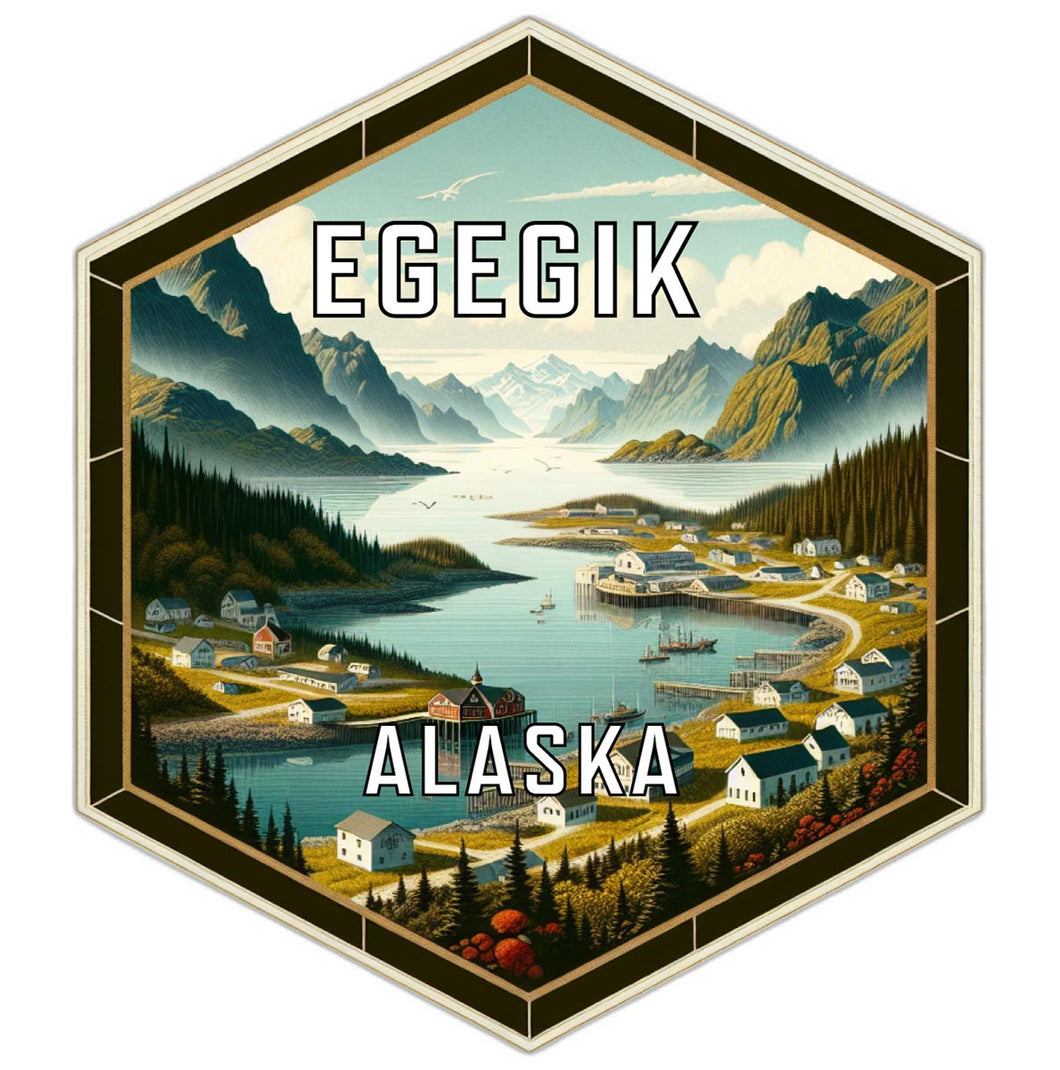 Egegik Alaska Souvenir Travel Destination Die Cut Hexagon Fridge Magnet 6-Inch