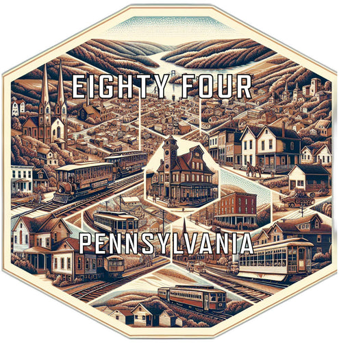 Eighty Four Pennsylvania Souvenir Travel Destination Die Cut Hexagon Fridge Magnet 6-Inch