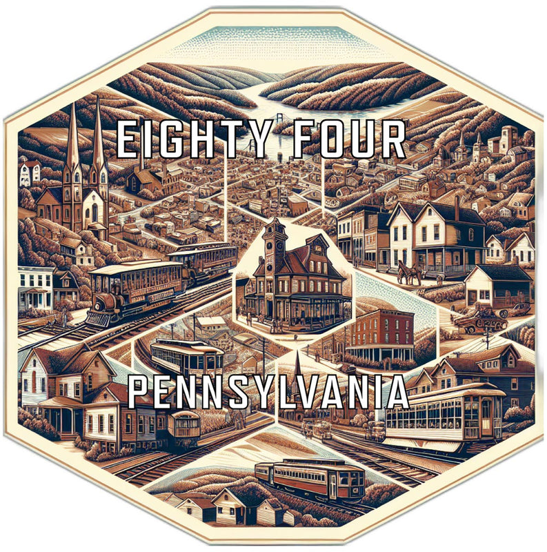 Eighty Four Pennsylvania Souvenir Travel Destination Die Cut Hexagon Fridge Magnet 6-Inch