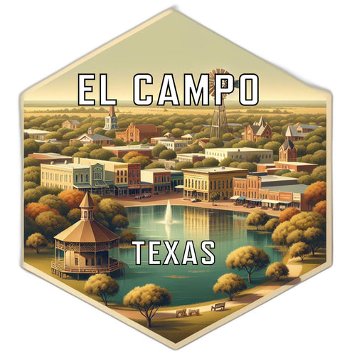 El Campo Texas Souvenir Travel Destination Die Cut Hexagon Fridge Magnet 6-Inch
