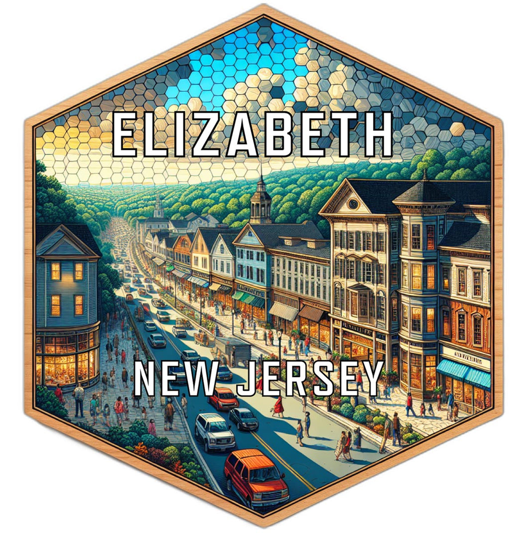 Elizabeth New Jersey Souvenir Travel Destination Die Cut Hexagon Fridge Magnet 2-Inch