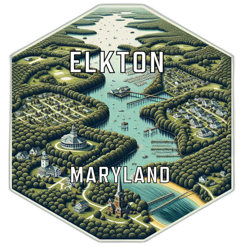 Elkton Maryland Souvenir Travel Destination Die Cut Hexagon Fridge Magnet 2-Inch