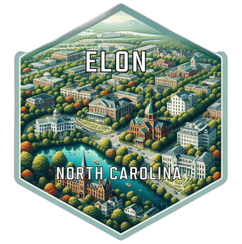 Elon North Carolina Souvenir Travel Destination Die Cut Hexagon Fridge Magnet 2-Inch