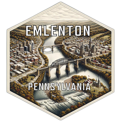 Emlenton Pennsylvania Souvenir Travel Destination Die Cut Hexagon Fridge Magnet 2-Inch