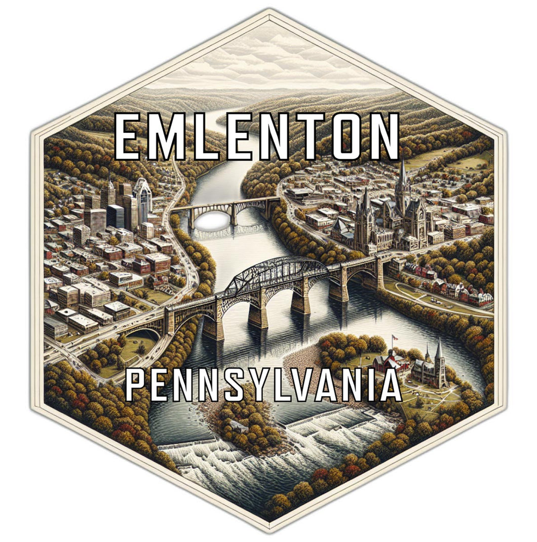 Emlenton Pennsylvania Souvenir Travel Destination Die Cut Hexagon Fridge Magnet 2-Inch