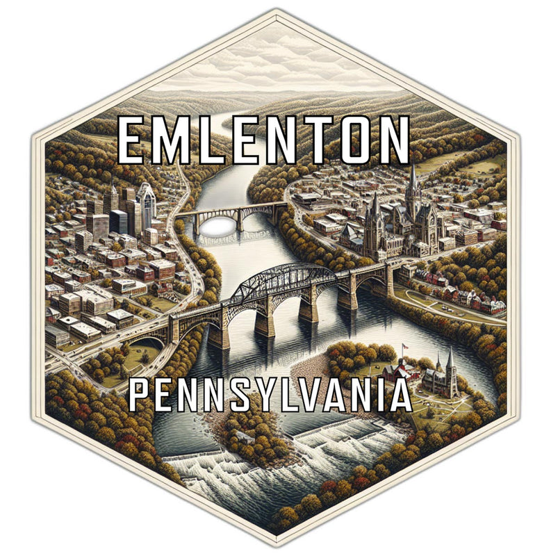 Emlenton Pennsylvania Souvenir Travel Destination Die Cut Hexagon Fridge Magnet 2-Inch