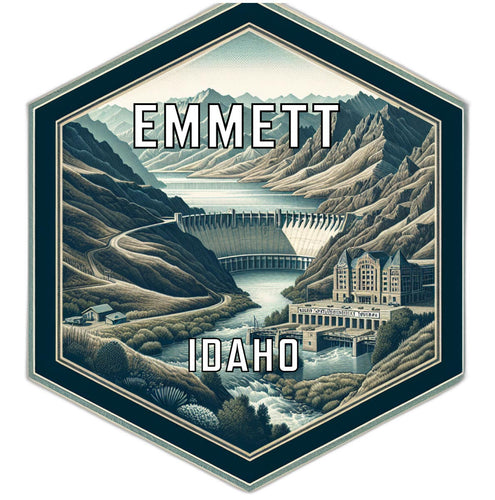 Emmett Idaho Souvenir Travel Destination Die Cut Hexagon Fridge Magnet 2-Inch