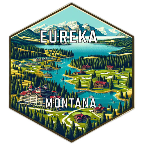 Eureka Montana Souvenir Travel Destination Die Cut Hexagon Fridge Magnet 2-Inch