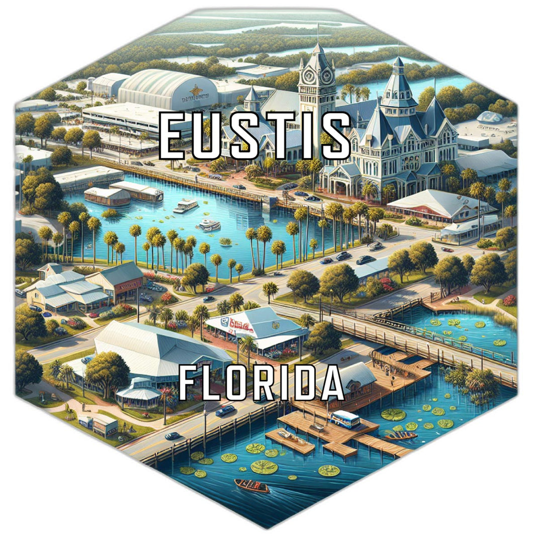 Eustis Florida Souvenir Travel Destination Die Cut Hexagon Fridge Magnet 2-Inch